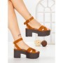 Sandale Dama cu Toc Gros si Platforma 9287CA CAMEL | STEPS HIGHER