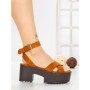 Sandale Dama cu Toc Gros si Platforma 9287CA CAMEL | STEPS HIGHER