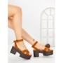 Sandale Dama cu Toc Gros si Platforma 9287CA CAMEL | STEPS HIGHER