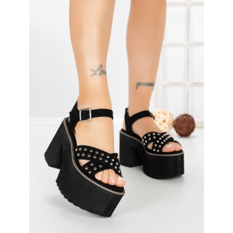 Sandale Dama cu Toc Gros si Platforma 20059N NEGRO | STEPS HIGHER