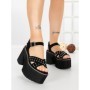 Sandale Dama cu Toc Gros si Platforma 20059N NEGRO | STEPS HIGHER
