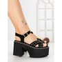 Sandale Dama cu Toc Gros si Platforma 20059N NEGRO | STEPS HIGHER