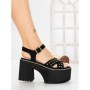 Sandale Dama cu Toc Gros si Platforma 20059N NEGRO | STEPS HIGHER