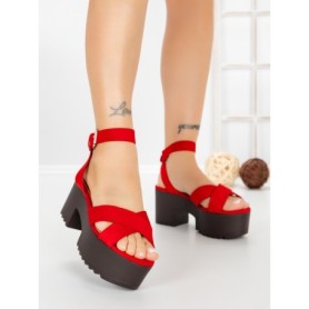 Sandale Dama cu Toc Gros si Platforma 9287R ROSO | STEPS HIGHER