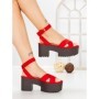 Sandale Dama cu Toc Gros si Platforma 9287R ROSO | STEPS HIGHER
