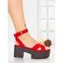 Sandale Dama cu Toc Gros si Platforma 9287R ROSO | STEPS HIGHER
