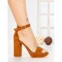 Sandale Dama cu Toc Gros 9289CA CAMEL | STEPS HIGHER
