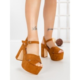 Sandale Dama cu Toc Gros si Platforma 9218CA CAMEL | STEPS HIGHER