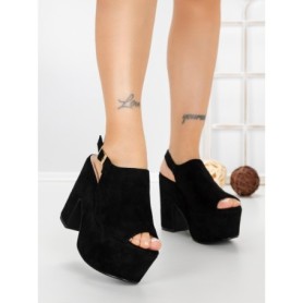 Sandale Dama cu Toc Gros si Platforma 8263N NEGRO | STEPS HIGHER
