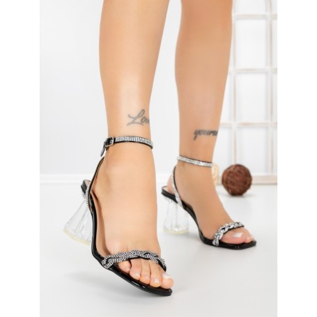 Sandale Dama cu Toc Gros A30-80 BLACK | FESTISIMO