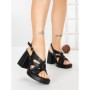 Sandale Dama cu Toc Gros si Platforma A30-98 BLACK | FESTISIMO