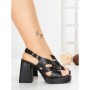 Sandale Dama cu Toc Gros si Platforma A30-98 BLACK | FESTISIMO