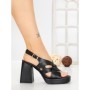 Sandale Dama cu Toc Gros si Platforma A30-98 BLACK | FESTISIMO