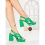 Sandale Dama cu Toc Gros si Platforma A30-98 GREEN | FESTISIMO