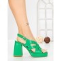 Sandale Dama cu Toc Gros si Platforma A30-98 GREEN | FESTISIMO
