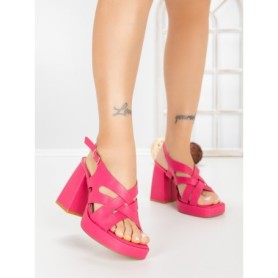 Sandale Dama cu Toc Gros si Platforma A30-98 FUCHSIA | FESTISIMO