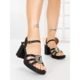 Sandale Dama cu Toc Gros F20-83 BLACK | FESTISIMO