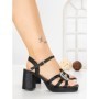 Sandale Dama cu Toc Gros F20-83 BLACK | FESTISIMO