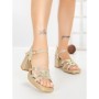 Sandale Dama cu Toc Gros F20-83 GOLD | FESTISIMO