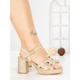 Sandale Dama cu Toc Gros F20-83 GOLD | FESTISIMO