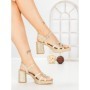 Sandale Dama cu Toc Gros F20-83 GOLD | FESTISIMO