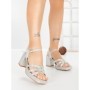 Sandale Dama cu Toc Gros F20-83 SILVER | FESTISIMO