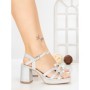 Sandale Dama cu Toc Gros F20-83 SILVER | FESTISIMO