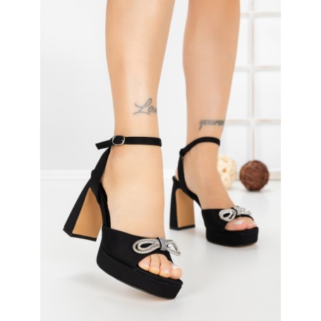 Sandale Dama cu Toc Gros W18-98 BLACK | FESTISIMO