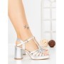 Sandale Dama cu Toc Gros F20-59 SILVER | FESTISIMO