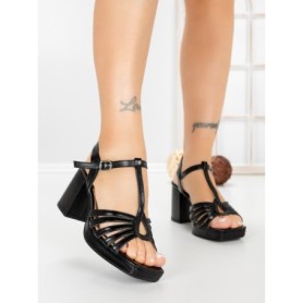 Sandale Dama cu Toc Gros F20-59 BLACK | FESTISIMO