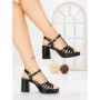 Sandale Dama cu Toc Gros F20-59 BLACK | FESTISIMO