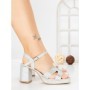 Sandale Dama cu Toc Gros F20-85 SILVER | FESTISIMO