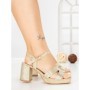 Sandale Dama cu Toc Gros F20-85 GOLD | FESTISIMO
