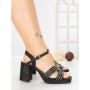 Sandale Dama cu Toc Gros F20-85 BLACK | FESTISIMO