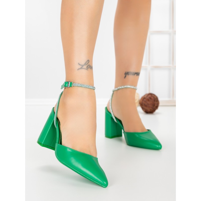 Sandale Dama cu Toc Gros G60-4 GREEN | FESTISIMO