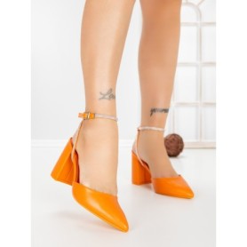 Sandale Dama cu Toc Gros G60-4 ORANGE | FESTISIMO