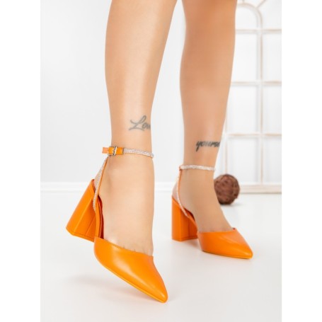 Sandale Dama cu Toc Gros G60-4 ORANGE | FESTISIMO