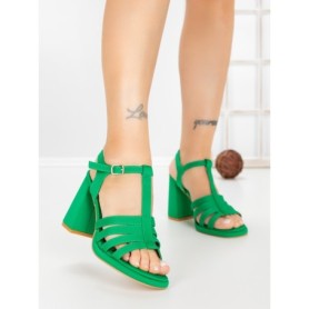 Sandale Dama cu Toc Gros G2433 GREEN | FESTISIMO