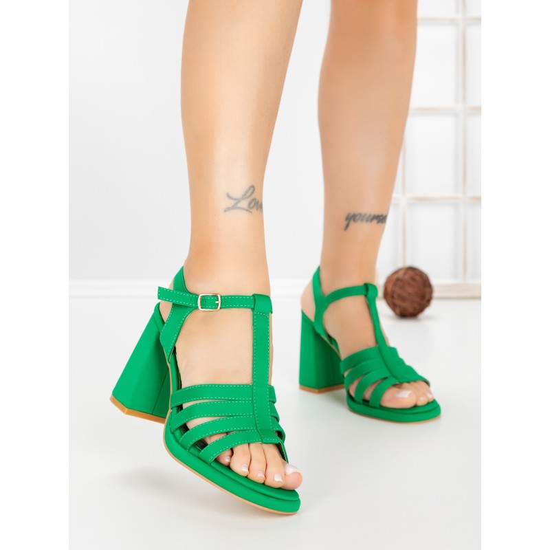 Sandale Dama cu Toc Gros G2433 GREEN | FESTISIMO