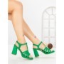 Sandale Dama cu Toc Gros G2433 GREEN | FESTISIMO
