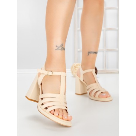 Sandale Dama cu Toc Gros G2433 BEIGE | FESTISIMO