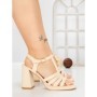 Sandale Dama cu Toc Gros G2433 BEIGE | FESTISIMO