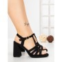 Sandale Dama cu Toc Gros G2433 BLACK | FESTISIMO