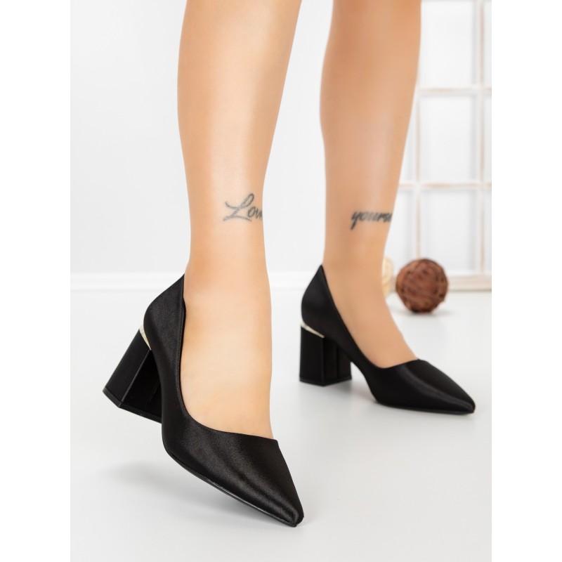 Pantofi cu Toc Gros G60-11 BLACK | FESTISIMO