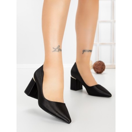 Pantofi cu Toc Gros G60-11 BLACK | FESTISIMO