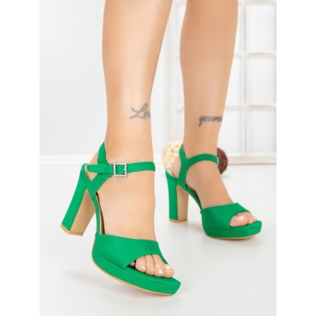 Sandale Dama cu Toc Gros JJ23-18 GREEN | FESTISIMO
