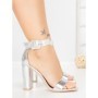 Sandale Dama cu Toc Gros A30-96 SILVER | FESTISIMO