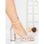 Sandale Dama cu Toc Gros A30-97 SILVER | FESTISIMO