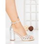 Sandale Dama cu Toc Gros A30-97 SILVER | FESTISIMO