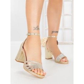 Sandale Dama cu Toc Gros A30-97 GOLD | FESTISIMO